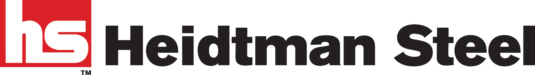 Heidtman Steel logo featuring the initials hs in a red square with the company name in bold black text.