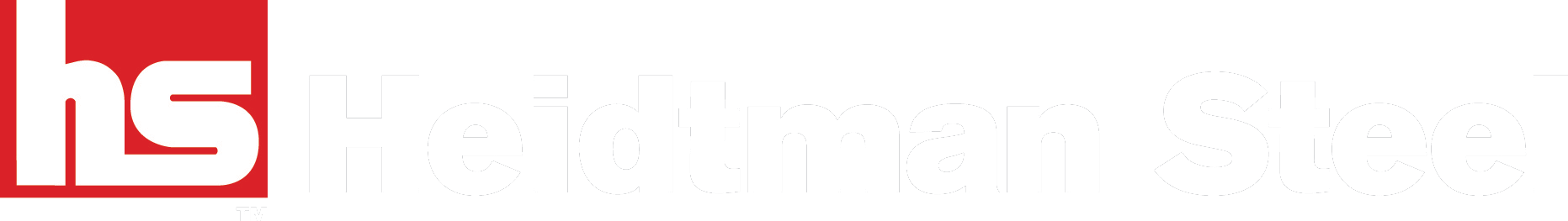 Heidtman Steel logo featuring the initials "hs" in a red square and the company name in bold white text.