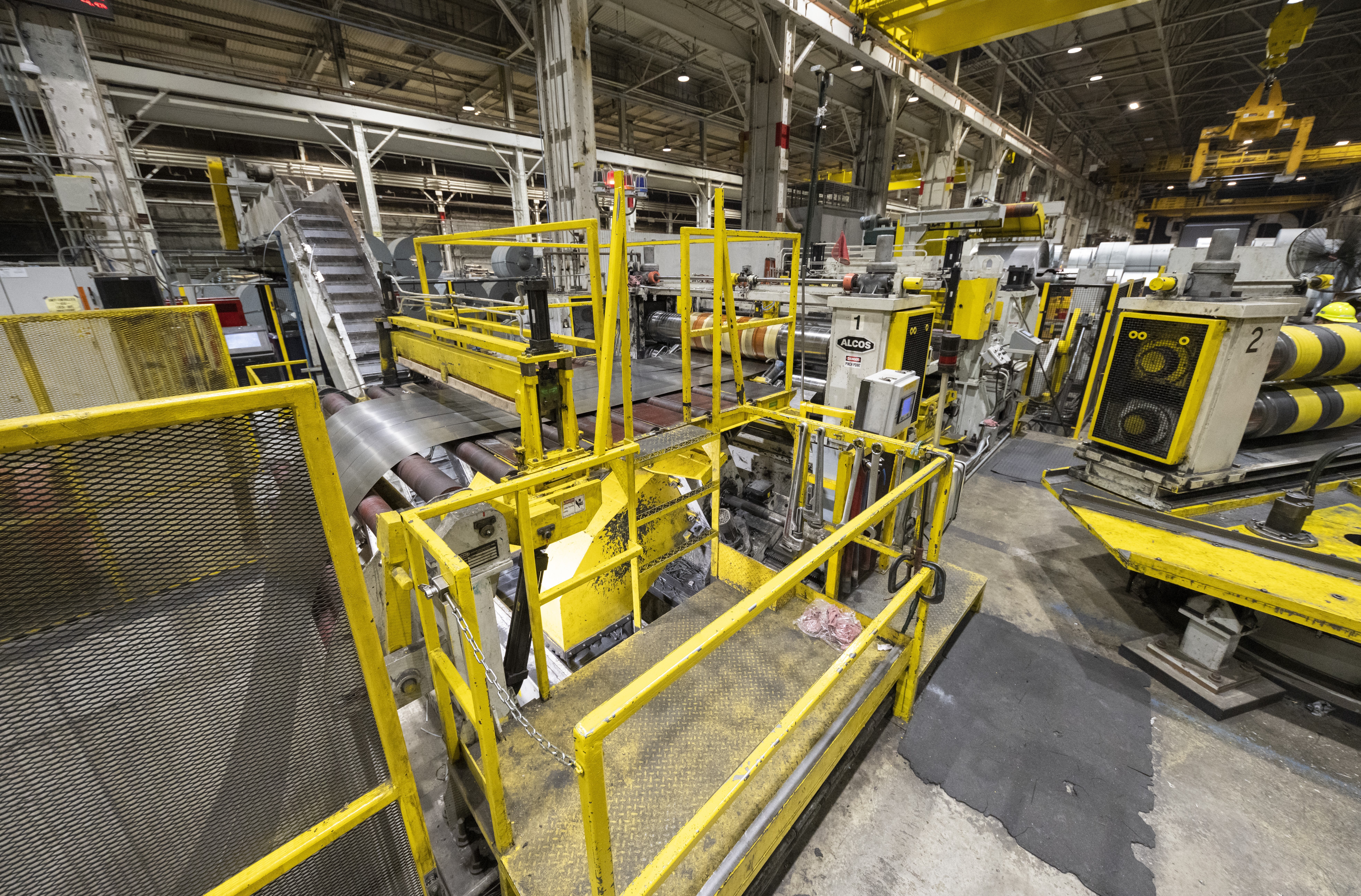 Steel processing line with machinery at Heidtman Steel East Chicago facility.